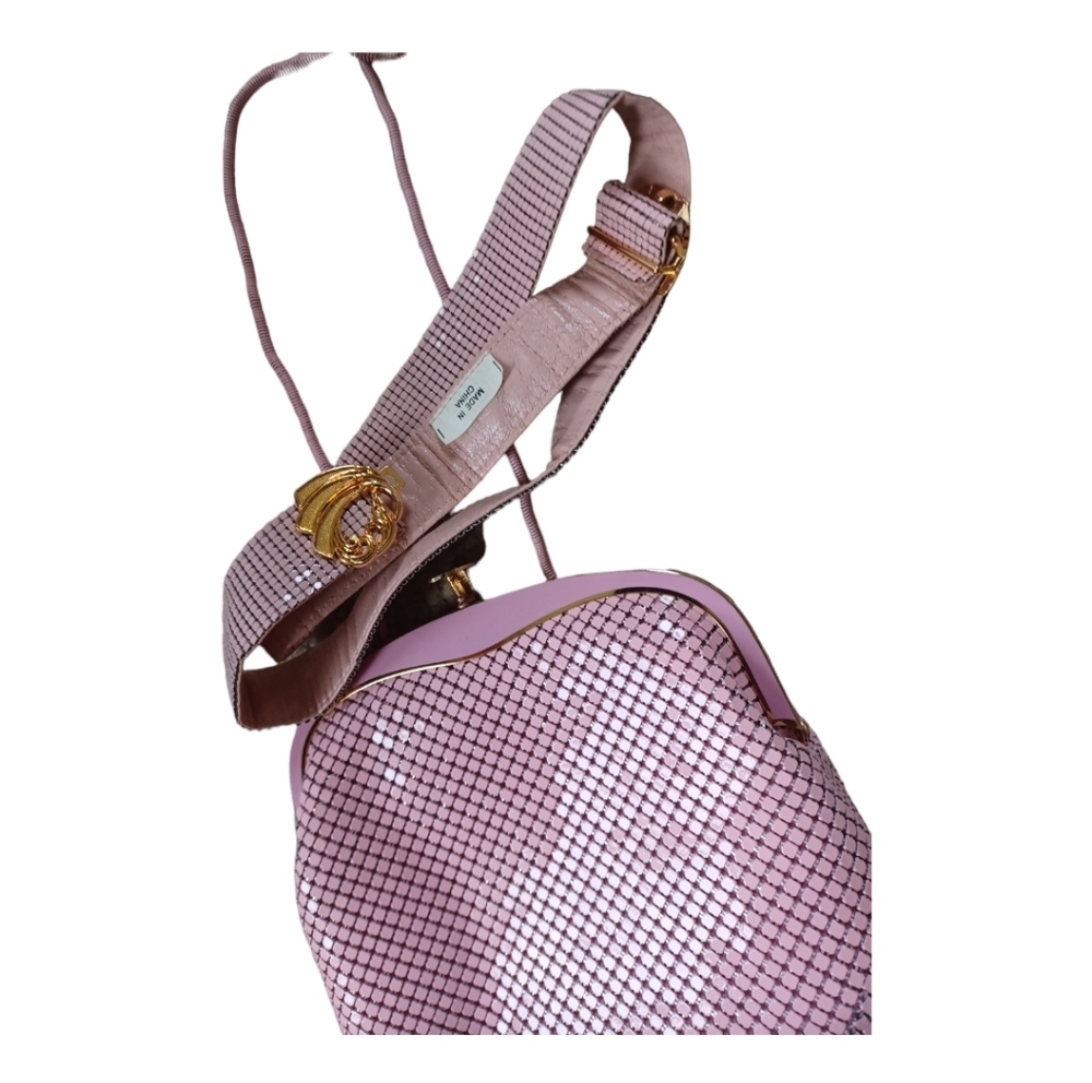 Vintage style pink metallic purse with interchangeable straps